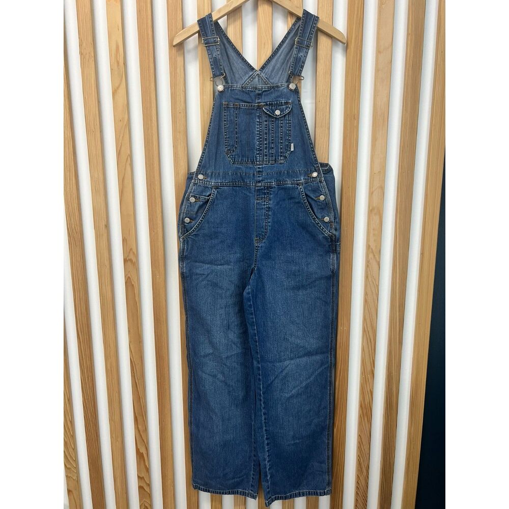 VTG Y2K Old Navy Blue Jeans Denim Carpenter Bib Overalls Women Small 2003 Cotton